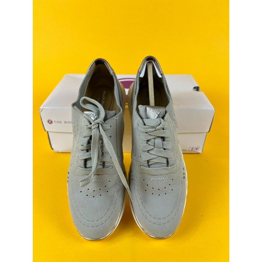 Hush Puppies Tricia Perf Lace Up Sneakers Womens 5.5 M Gray Nubuck Leather NWB - Picture 4 of 12